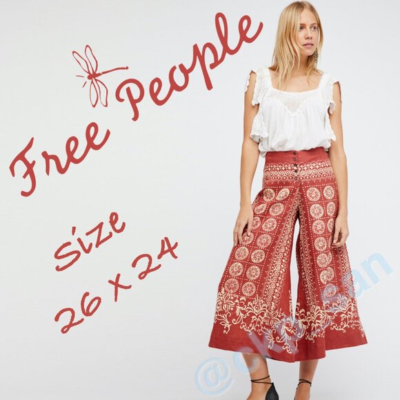 Free People Cropped Batik Pants Sz 26